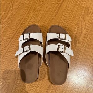 White Double Strap Sandals